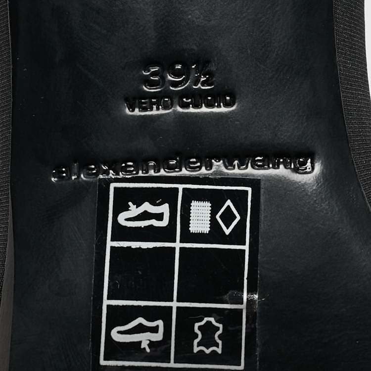 Pre Owned Alexander Wang Black Crystal Embellished Fabric and PVC Jessie Slide Sandals Size 39.5