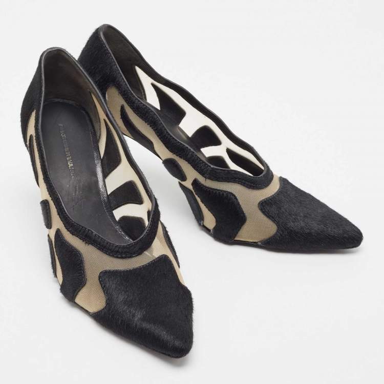 Pre Owned Alexander Wang Black Calf hair and Mesh Embellishments Pumps Size 37