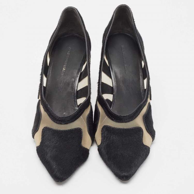 Pre Owned Alexander Wang Black Calf hair and Mesh Embellishments Pumps Size 37