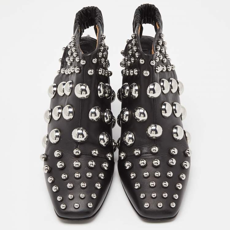 Pre Owned Alexander Wang Black Leather Studded Ellery Booties Size 41