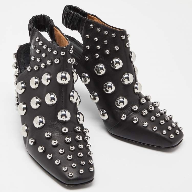 Pre Owned Alexander Wang Black Leather Studded Ellery Booties Size 41