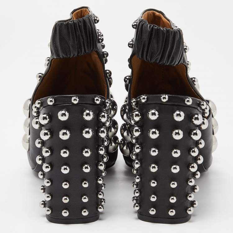 Pre Owned Alexander Wang Black Leather Studded Ellery Booties Size 41