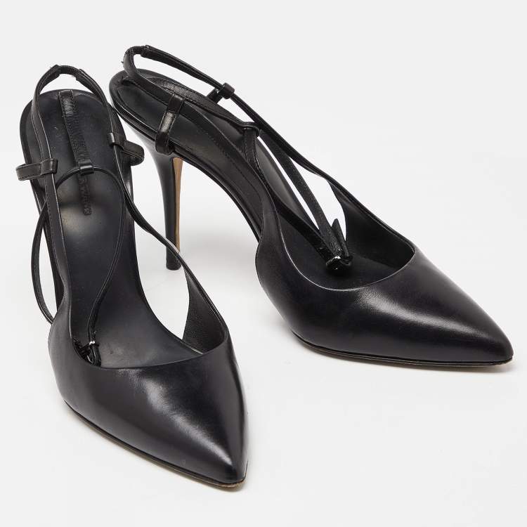 Pre Owned Alexander Wang Black Leather Slingback Ankle Strap Pumps Size 38