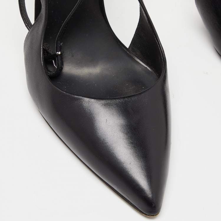 Pre Owned Alexander Wang Black Leather Slingback Ankle Strap Pumps Size 38
