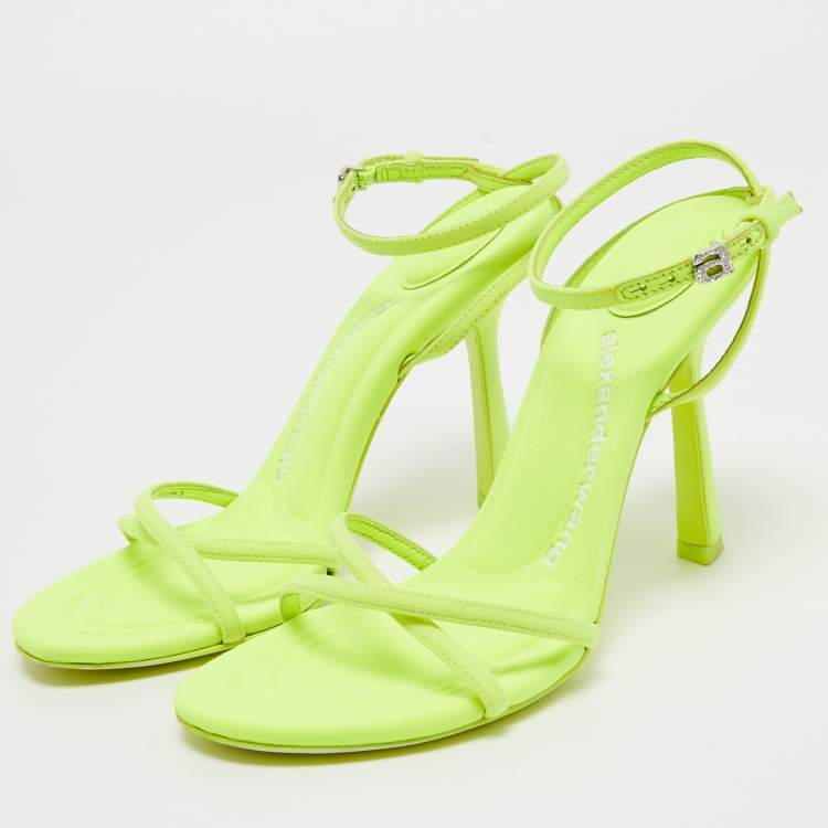 Pre Owned Alexander Wang Neon Green Neoprene Dahlia Sandals Size 36