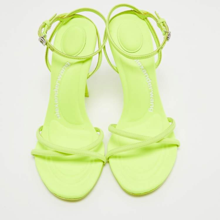 Pre Owned Alexander Wang Neon Green Neoprene Dahlia Sandals Size 36