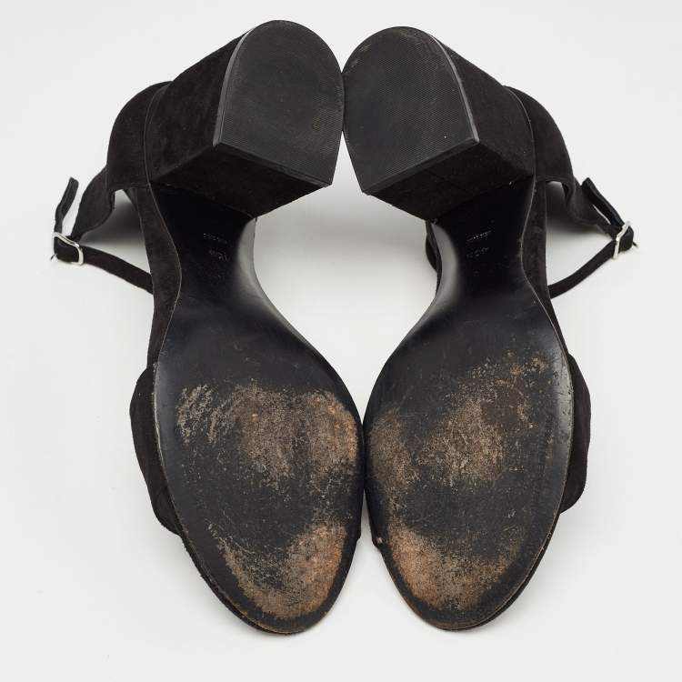 Pre Owned Alexander Wang Black Suede Abby Ankle Strap Sandals Size 40.5
