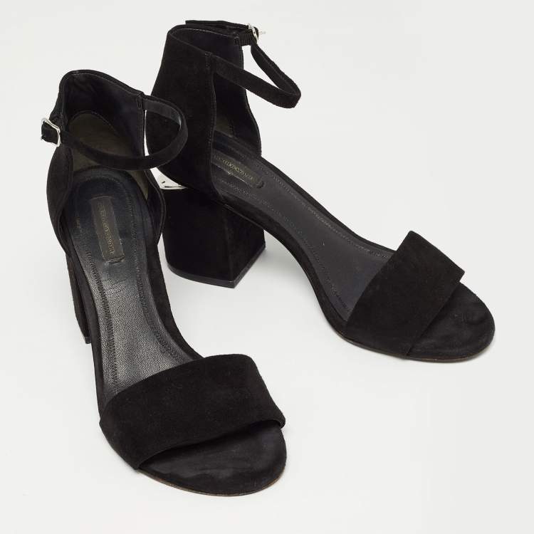 Pre Owned Alexander Wang Black Suede Abby Ankle Strap Sandals Size 40.5