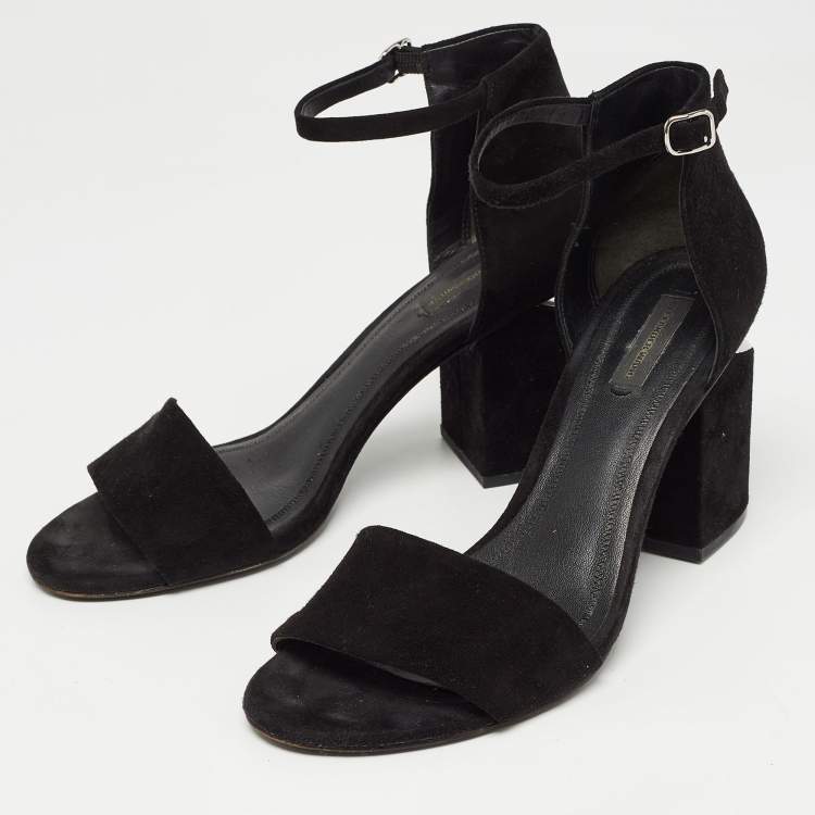 Pre Owned Alexander Wang Black Suede Abby Ankle Strap Sandals Size 40.5