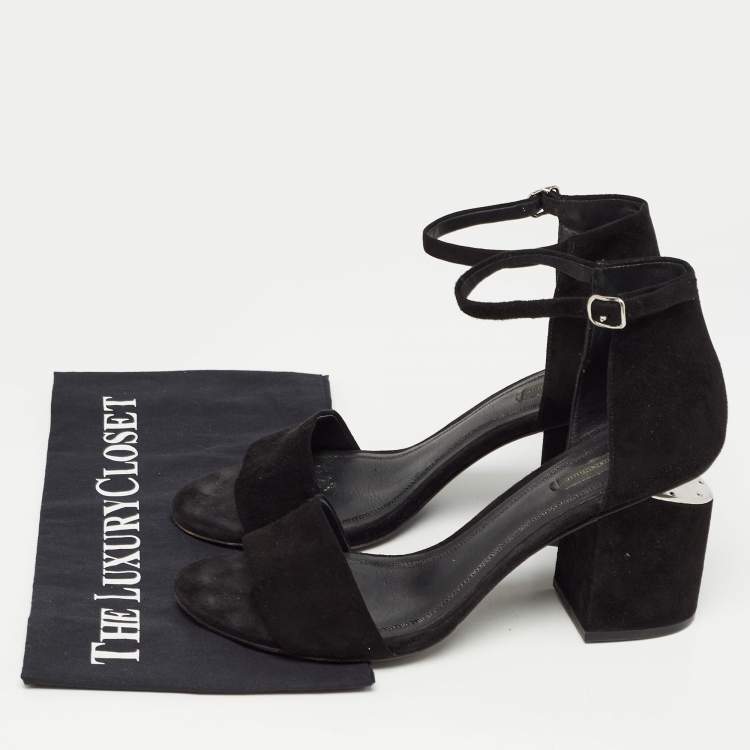 Pre Owned Alexander Wang Black Suede Abby Ankle Strap Sandals Size 40.5