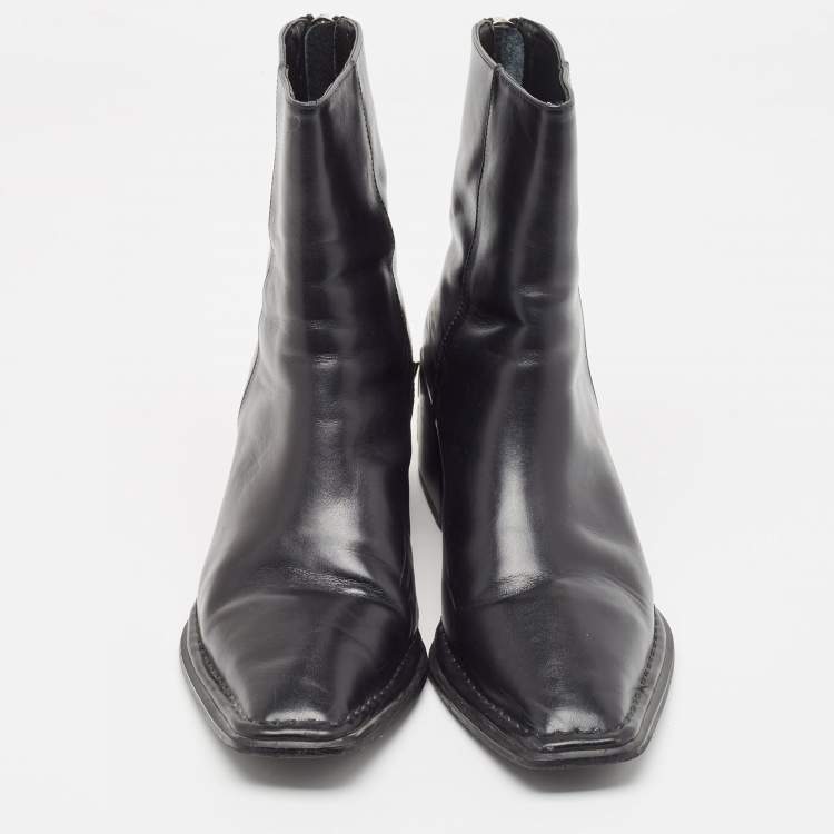 Pre Owned Alexander Wang Black Leather Ankle Boots Size 41