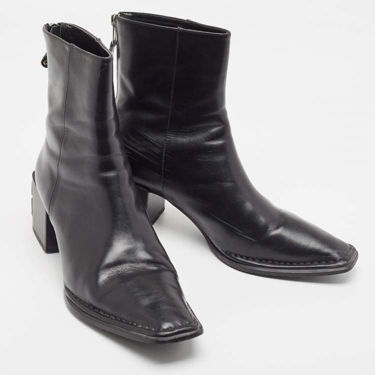 Pre Owned Alexander Wang Black Leather Ankle Boots Size 41