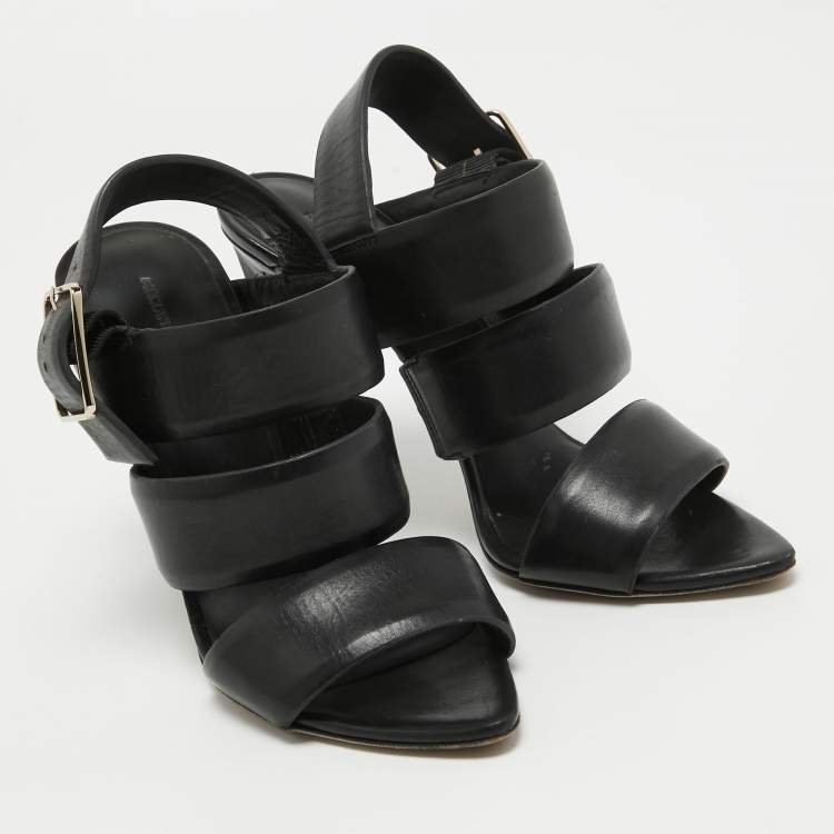 Pre Owned Alexander Wang Black Leather Slingback Sandals Size 36.5