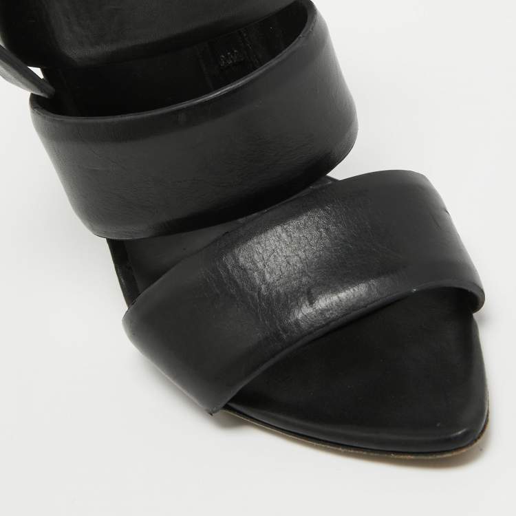 Pre Owned Alexander Wang Black Leather Slingback Sandals Size 36.5