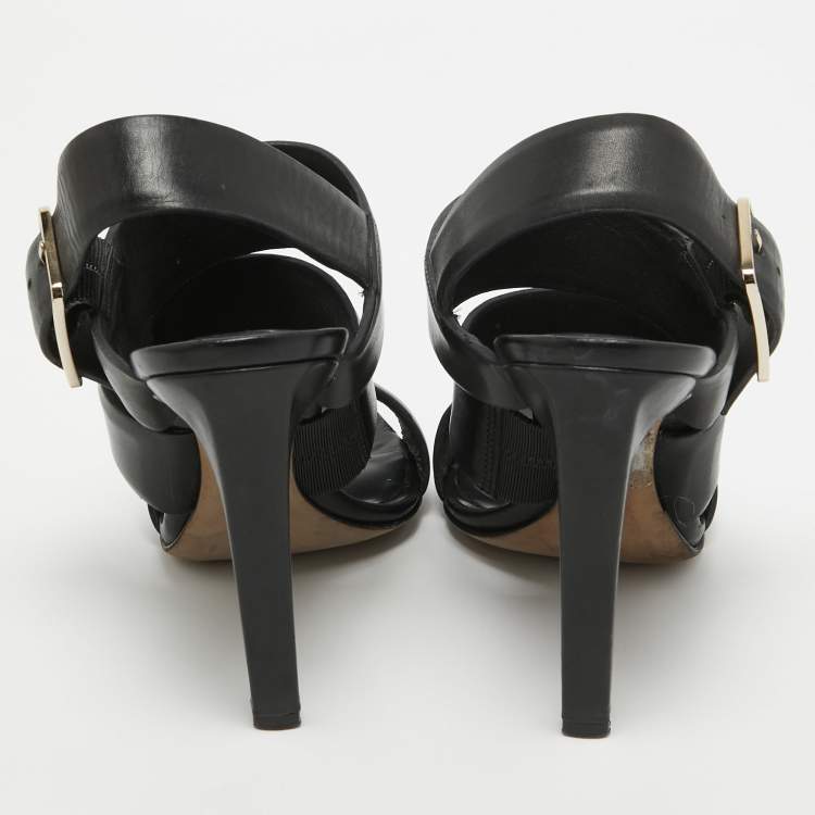Pre Owned Alexander Wang Black Leather Slingback Sandals Size 36.5