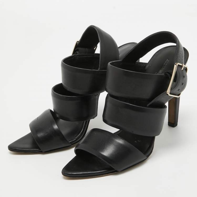 Pre Owned Alexander Wang Black Leather Slingback Sandals Size 36.5