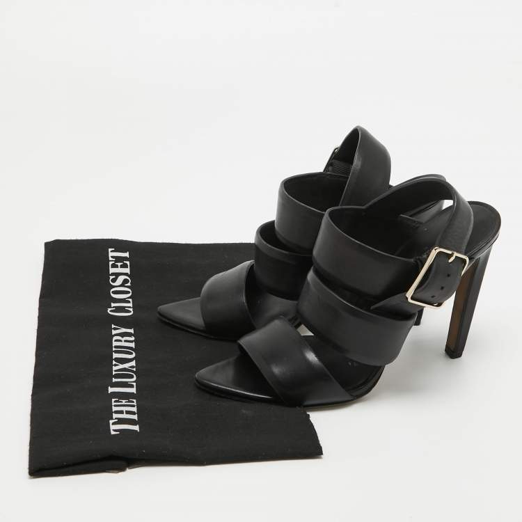 Pre Owned Alexander Wang Black Leather Slingback Sandals Size 36.5