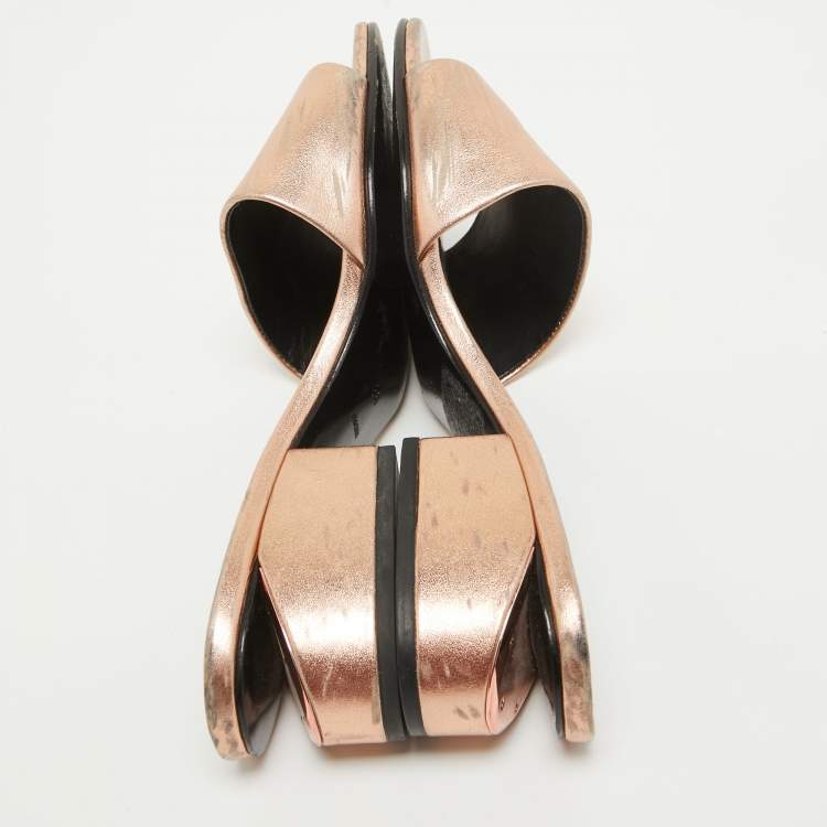 Pre Owned Alexander Wang Rose Gold Leather Lou Slide Sandals Size 36