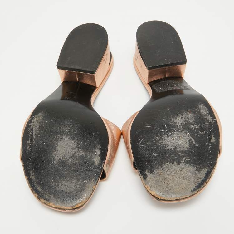 Pre Owned Alexander Wang Rose Gold Leather Lou Slide Sandals Size 36