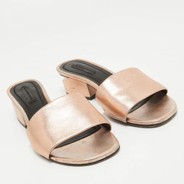Pre Owned Alexander Wang Rose Gold Leather Lou Slide Sandals Size 36