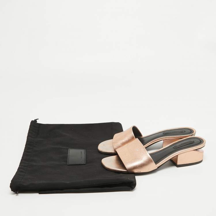 Pre Owned Alexander Wang Rose Gold Leather Lou Slide Sandals Size 36