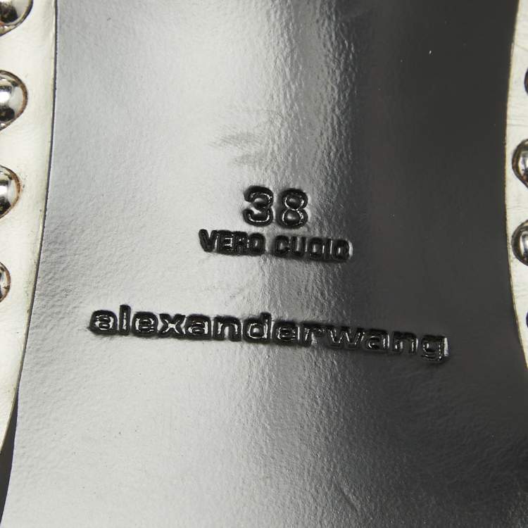 مملوكة مسبقًا Alexander Wang White Leather and PVC Nova Slingback Sandals Size 38