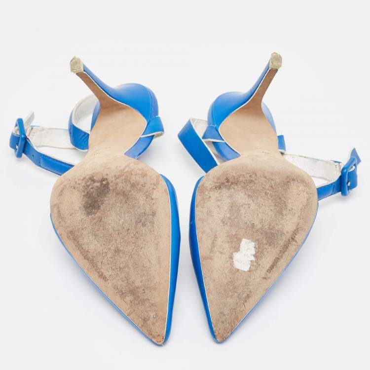 Pre Owned Alexander Wang Blue Leather Ankle Strap Pumps Size 36