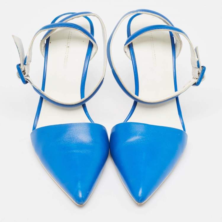 Pre Owned Alexander Wang Blue Leather Ankle Strap Pumps Size 36