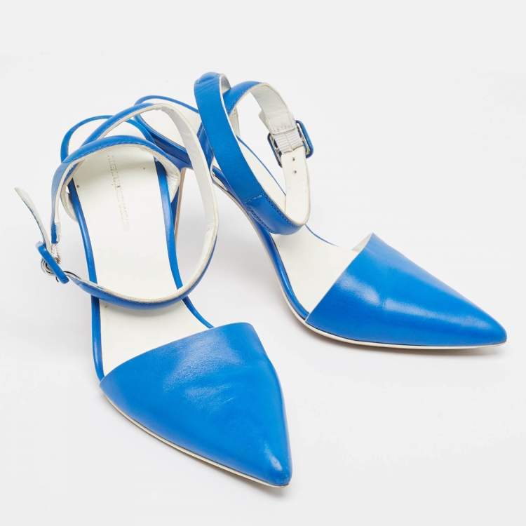 Pre Owned Alexander Wang Blue Leather Ankle Strap Pumps Size 36