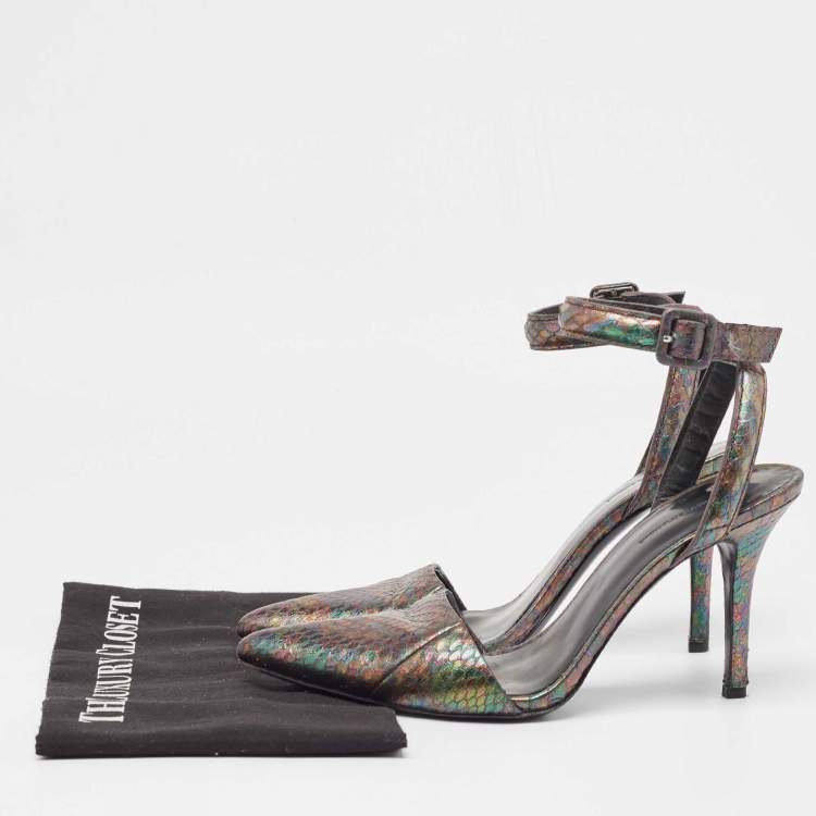 Pre Owned Alexander Wang Metallic Embossed Snakeskin Lovisa Pumps Size 38.5