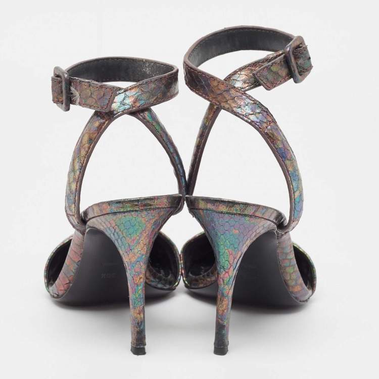 Pre Owned Alexander Wang Metallic Embossed Snakeskin Lovisa Pumps Size 38.5