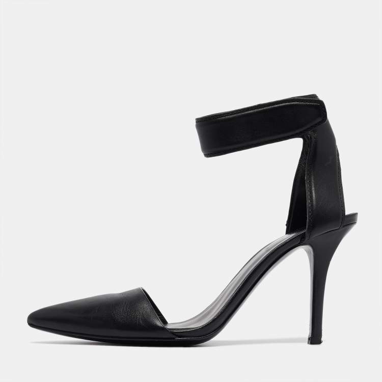 Pre Owned Alexander Wang Black Leather Ankle Strap Pumps Size 38.5