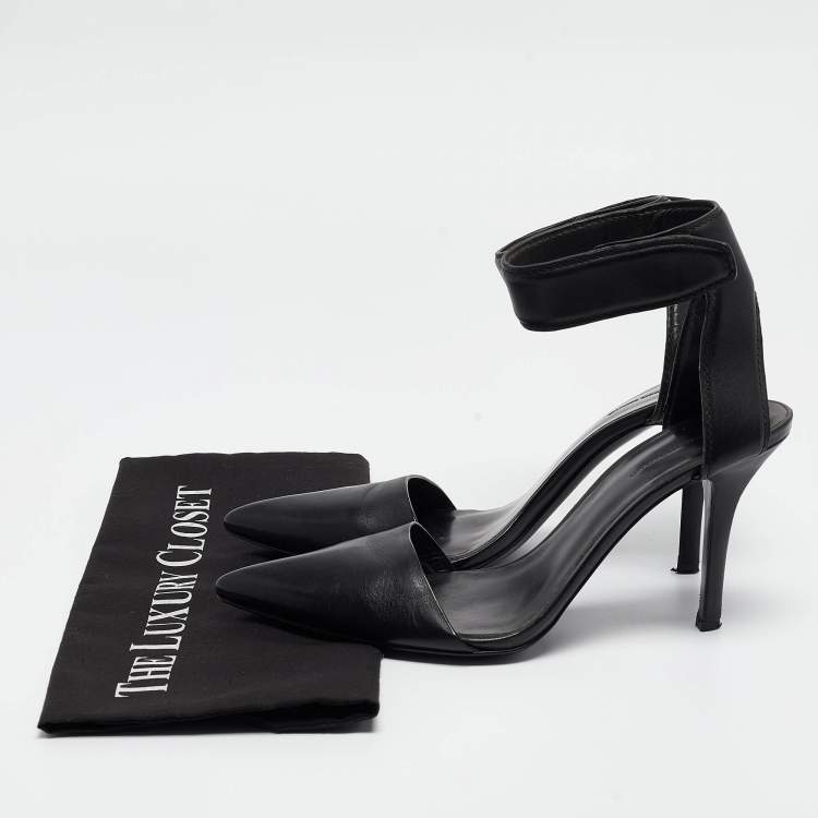Pre Owned Alexander Wang Black Leather Ankle Strap Pumps Size 38.5