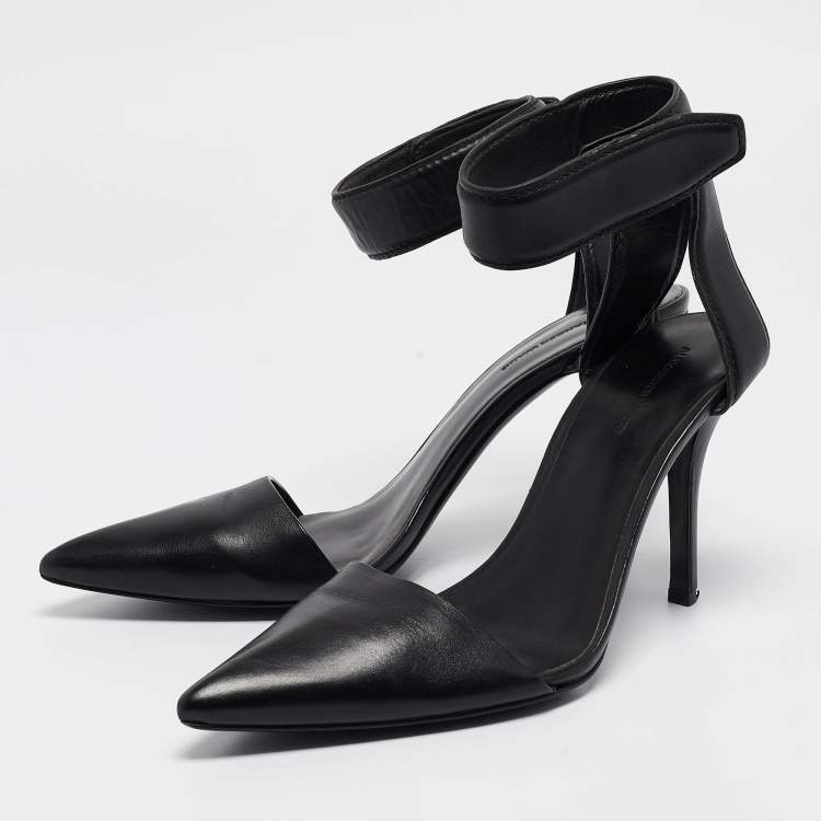 Pre Owned Alexander Wang Black Leather Ankle Strap Pumps Size 38.5