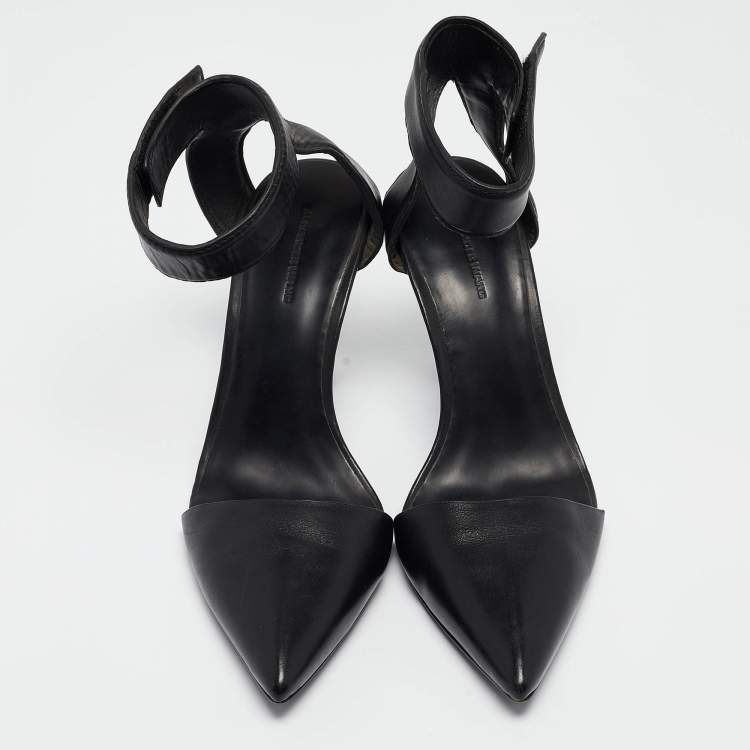 Pre Owned Alexander Wang Black Leather Ankle Strap Pumps Size 38.5