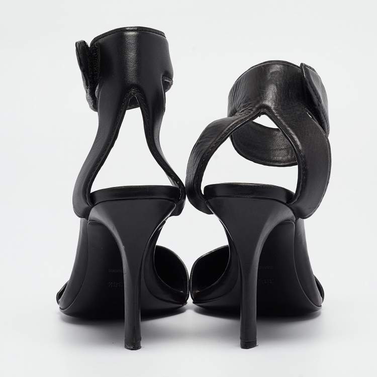 Pre Owned Alexander Wang Black Leather Ankle Strap Pumps Size 38.5