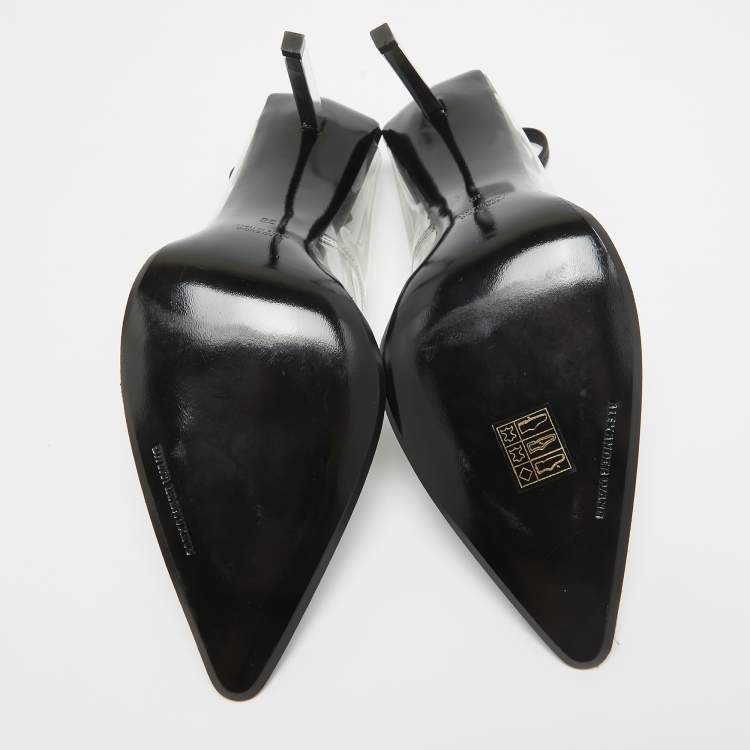 Pre Owned Alexander Wang Black/Transparent PVC and Leather Slingback Pumps Size 39 