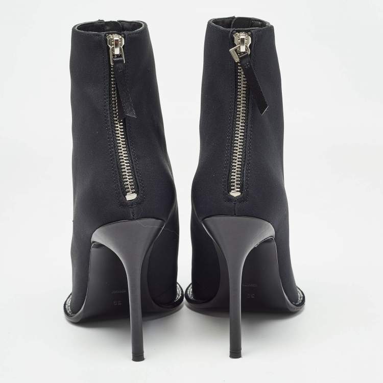 Pre Owned Alexander Wang Black Canvas Pointed Toe Ankle Boots Size 39