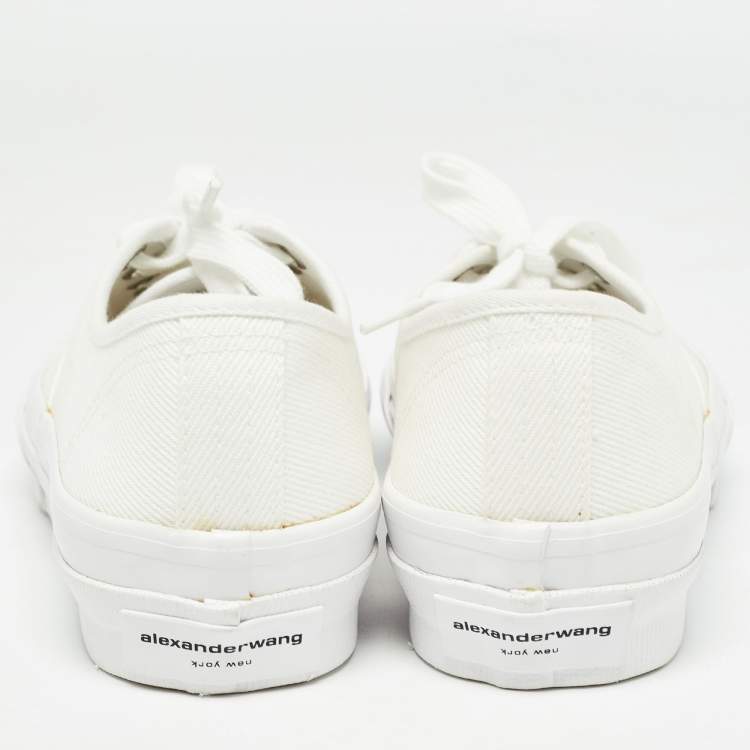 Pre Owned Alexander Wang White Canvas Dropout Sneakers Size 37.5