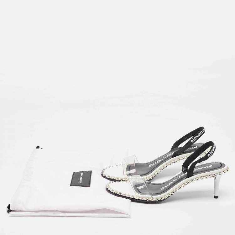 Pre Owned Alexander Wang White PVC Studded Slingback Nova Sandals Size 36.5