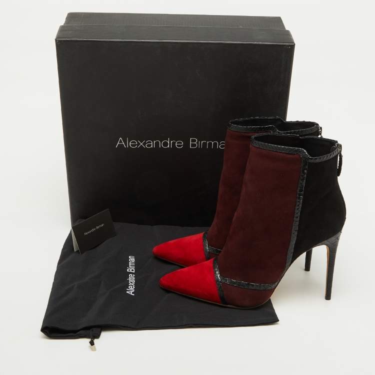 Pre Owned Alexandre Birman Multicolor Suede and Snakeskin Pointed Toe Ankle Length Boots Size 41