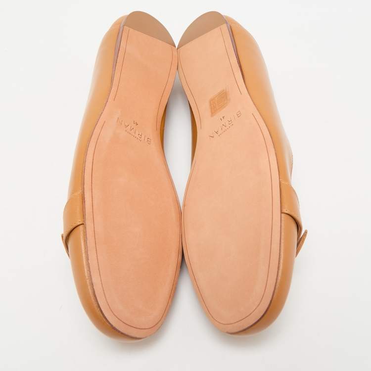 Pre Owned Alexandre Birman Tan Leather Clarita Collapsible Ballet Flats Size 41