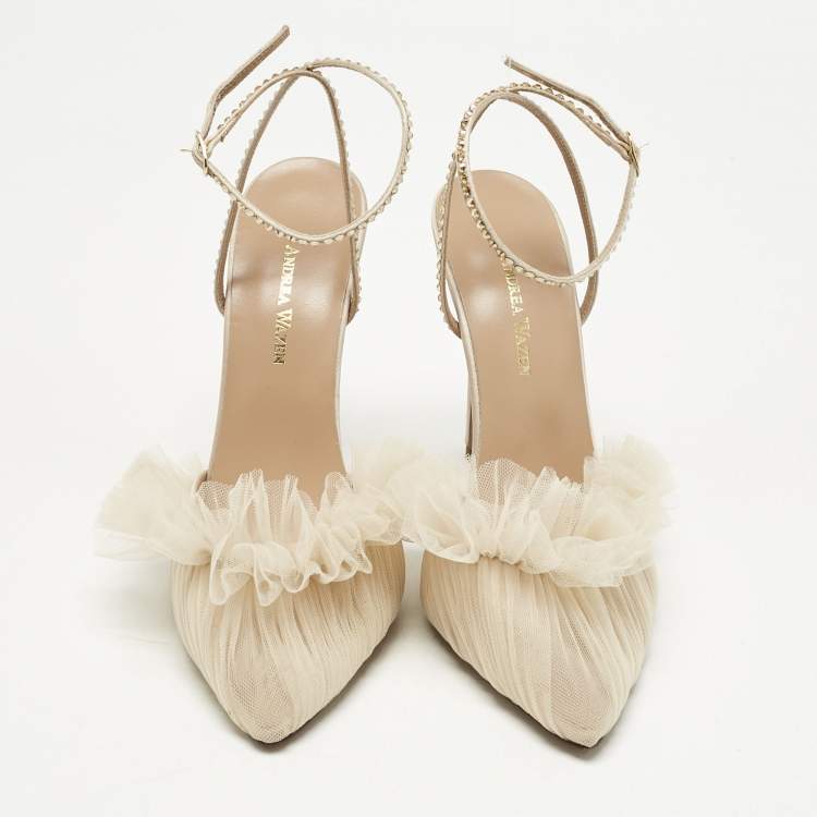 Pre Owned Alexandre Birman Beige Lace and Satin Kaya Pumps Size 40
