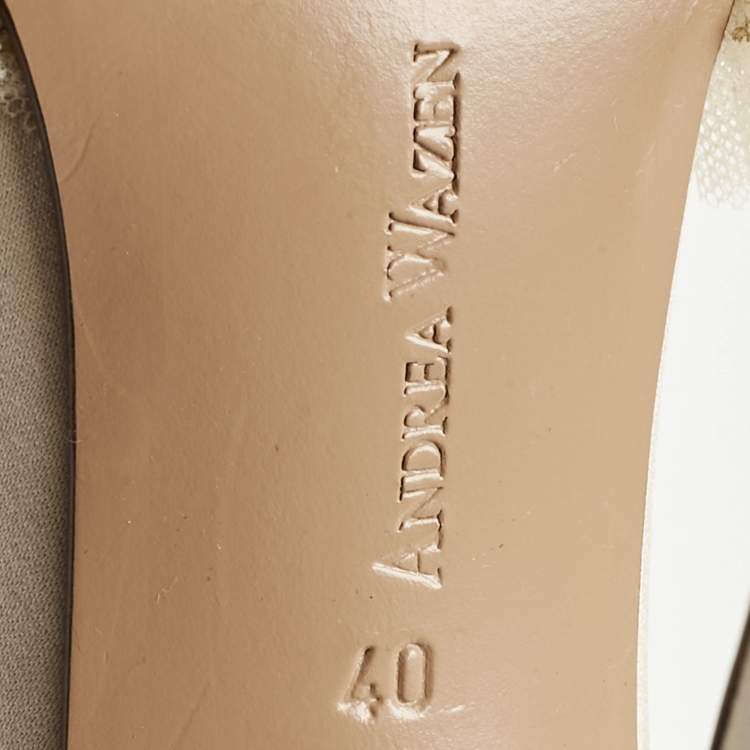 Pre Owned Alexandre Birman Beige Lace and Satin Kaya Pumps Size 40