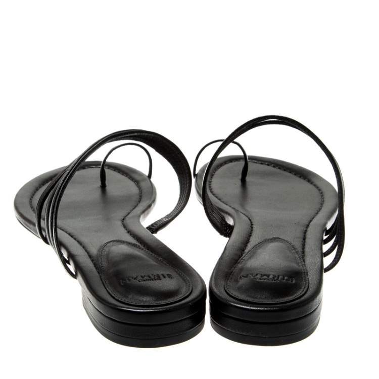 Pre Owned Alexandre Birman Black Leather Strappy Flat Sandals Size 41