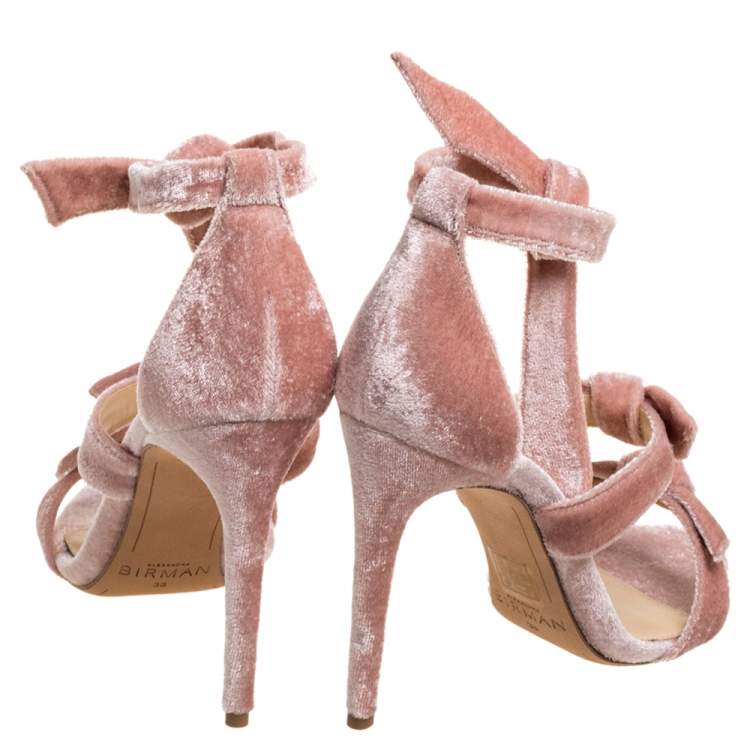 Pre Owned Alexandre Birman Light Pink Velvet Lolita Sandals Size 38