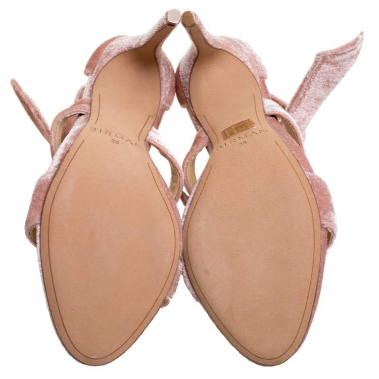 Pre Owned Alexandre Birman Light Pink Velvet Lolita Sandals Size 38