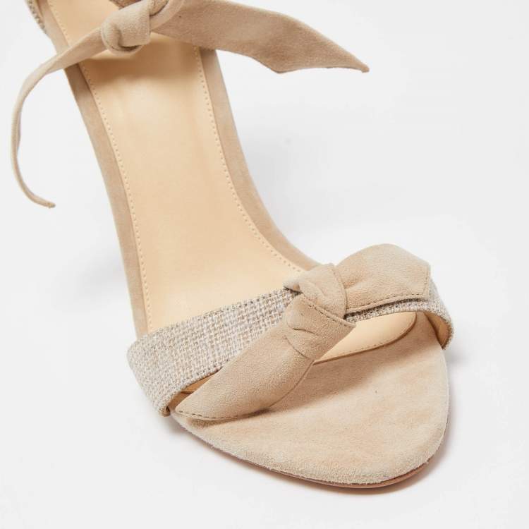 Pre Owned Alexandre Birman Beige Canvas and Suede Clarita Sandals Size 40