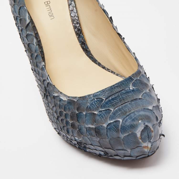 Pre Owned Alexandre Birman Two Tone Python Platform Pumps Size 37