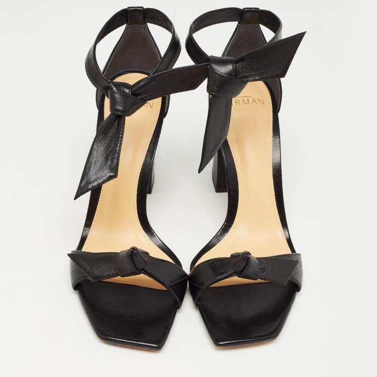 Pre Owned Alexandre Birman Black Leather Clarita  Ankle Strap Sandals Size 37.5